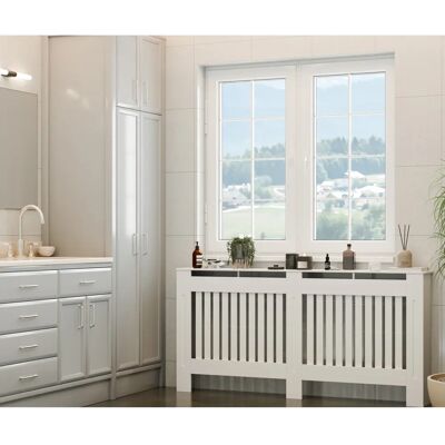 Tectake Vila Kryt radiátoru - Bílý - Elegantní lamelové provedení Tectake Vila Kryt radiátoru - Bílý - Elegantní lamelové provedení