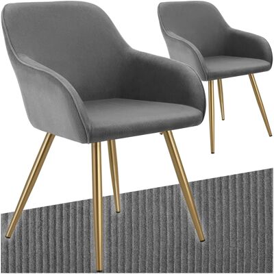 Chaise Marilyn gris/jaune or de tectake - Lot de 2 - Publicité Chaise Marilyn gris/jaune or de tectake - Lot de 2 - Publicité