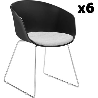 Sillas de comedor Logart de tectake - Juego de 6 negras/gris con cromo Sillas de comedor Logart de tectake - Juego de 6 negras/gris con cromo