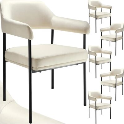 Chaise de salle à manger Tectake Off-White - Lot de 6 - Publicité Chaise de salle à manger Tectake Off-White - Lot de 6 - Publicité
