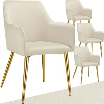 Silla con Brazos Avane - Terciopelo, Acolchada - Beige - Juego de 4 Silla con Brazos Avane - Terciopelo, Acolchada - Beige - Juego de 4