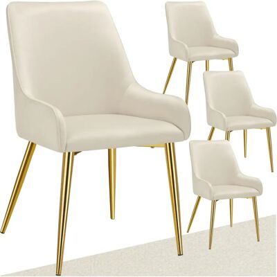 Chaise de salle à manger en velours beige Tectake - Ergonomique & Durable - 120kg - Publicité Chaise de salle à manger en velours beige Tectake - Ergonomique & Durable - 120kg - Publicité