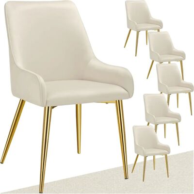 Chaise de salle à manger TECTAKE Beige en Velours - Lot de 6 - Publicité Chaise de salle à manger TECTAKE Beige en Velours - Lot de 6 - Publicité