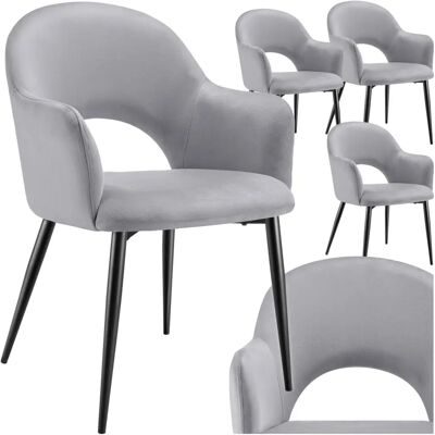 Sillas de comedor Sachel de terciopelo Tectake - Ergonómicas, Estables, 120kg Sillas de comedor Sachel de terciopelo Tectake - Ergonómicas, Estables, 120kg