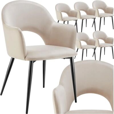 Sillas Sachel de Terciopelo Tectake - Confort Ergonómico - Juego de 6 Sillas Sachel de Terciopelo Tectake - Confort Ergonómico - Juego de 6