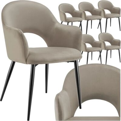 Silla Sachel de terciopelo Tectake - Juego de 6 - Comedor y sala Silla Sachel de terciopelo Tectake - Juego de 6 - Comedor y sala