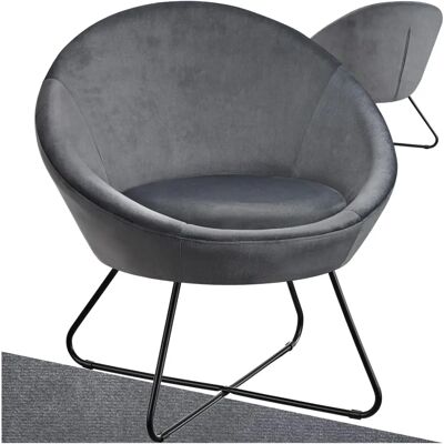 Fauteuil cocktail Tectake en velours anthracite - Salon, Détente - Publicité Fauteuil cocktail Tectake en velours anthracite - Salon, Détente - Publicité