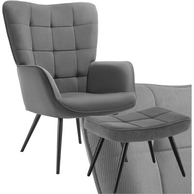 Fauteuil ergonomique avec repose-pied de tectake - Velours de qualité - Publicité Fauteuil ergonomique avec repose-pied de tectake - Velours de qualité - Publicité