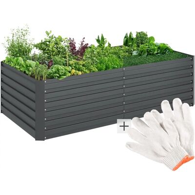 Tectake - Huerto elevado Blomma - 1100L, Galvanizado, 200x100x56cm - Jardinera, huerto, cajón de cultivo Tectake - Huerto elevado Blomma - 1100L, Galvanizado, 200x100x56cm - Jardinera, huerto, cajón de cultivo