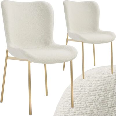 Tectake White/Gold Ergonomic Bouclé Armchair Tectake White/Gold Ergonomic Bouclé Armchair