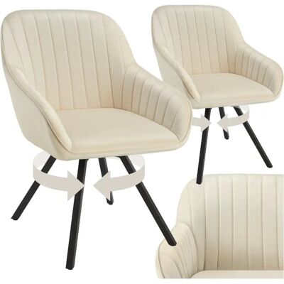 Silla giratoria Tectake - Juego de 2 en terciopelo crema Silla giratoria Tectake - Juego de 2 en terciopelo crema