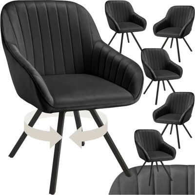 Tectake Office Chair - Black, 6 pcs, Swivel, Velvet, Comfortable Tectake Office Chair - Black, 6 pcs, Swivel, Velvet, Comfortable