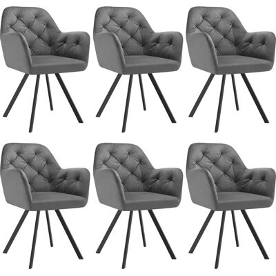 Lot de 6 chaises pivotantes en velours Lucia - Tectake - Publicité Lot de 6 chaises pivotantes en velours Lucia - Tectake - Publicité