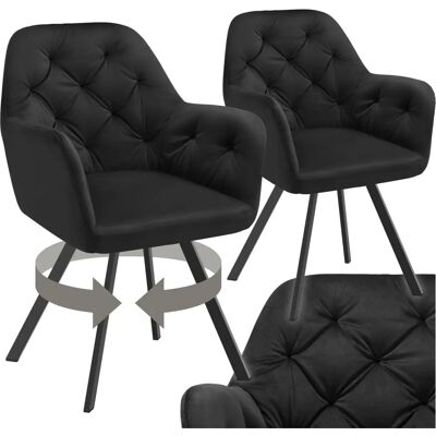Ensemble de 2 Fauteuils Pivotants en Velours Tectake - Noir - Publicité Ensemble de 2 Fauteuils Pivotants en Velours Tectake - Noir - Publicité