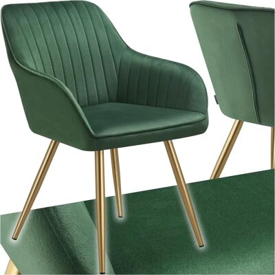 Tectake Marilyn Velvet Dining Chair - Green & Gold - Dining, Lounge, Solid Tectake Marilyn Velvet Dining Chair - Green & Gold - Dining, Lounge, Solid