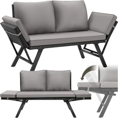 Tectake Rattan Lounge Sofa Sintra 2-w-1 Regulowane Podłokietniki - Meble Ogrodowe Tectake Rattan Lounge Sofa Sintra 2-w-1 Regulowane Podłokietniki - Meble Ogrodowe