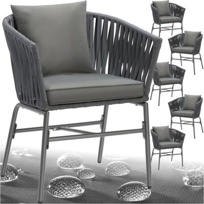 Tectake Valeiras Stuhlset Rope-Design Dicke Polster - 6er Set Tectake Valeiras Stuhlset Rope-Design Dicke Polster - 6er Set