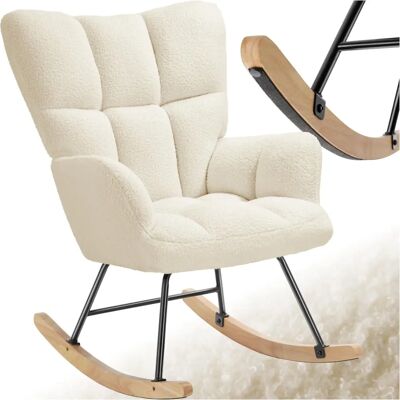 Fauteuil à bascule beige en bouclé - Tectake - Publicité Fauteuil à bascule beige en bouclé - Tectake - Publicité