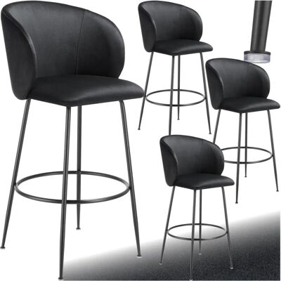 Tectake Black Luana Velvet Bar Stool - Bar Stool, Counter Stool, Bar Chair - 4 pcs Tectake Black Luana Velvet Bar Stool - Bar Stool, Counter Stool, Bar Chair - 4 pcs