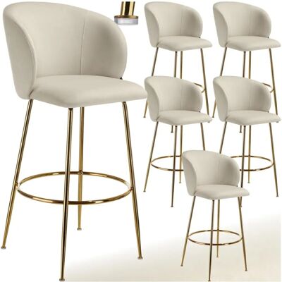 Tectake Luana Velvet Bar Stool - Ergonomic, Stable, 120kg Support Tectake Luana Velvet Bar Stool - Ergonomic, Stable, 120kg Support