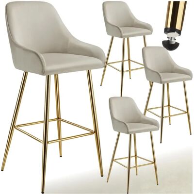 Tectake - High Avane Bar Stool with Velvet Upholstery - Set of 4 Tectake - High Avane Bar Stool with Velvet Upholstery - Set of 4
