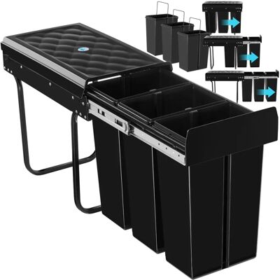 Tectake Ashlyn Système de Tri Triple 30L - Poubelle - Publicité Tectake Ashlyn Système de Tri Triple 30L - Poubelle - Publicité