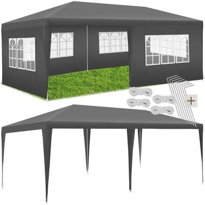 Tectake Pavillon Novara mit 5 Seitenteilen - grau - Gartenpavillon Tectake Pavillon Novara mit 5 Seitenteilen - grau - Gartenpavillon