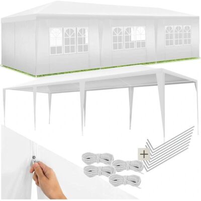 Pabellón de jardín Miramas 9x3m impermeable de tectake - Blanco Pabellón de jardín Miramas 9x3m impermeable de tectake - Blanco