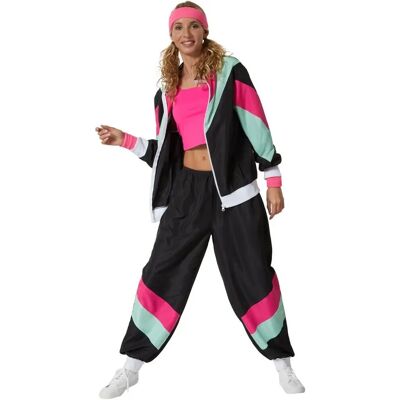 TecTake GmbH - Damenkostüm Retro 80er 90er Jogginganzug - schwarz - costume TecTake GmbH - Damenkostüm Retro 80er 90er Jogginganzug - schwarz - costume