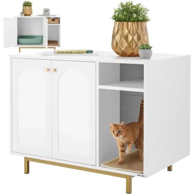 Tectake Armoire à chat Kalea - Élégant et Discret - Blanc/Or - Publicité Tectake Armoire à chat Kalea - Élégant et Discret - Blanc/Or - Publicité