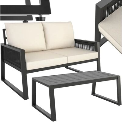 Ensemble de jardin Tectake - Design en corde, Canapé 2 places & Table - Publicité Ensemble de jardin Tectake - Design en corde, Canapé 2 places & Table - Publicité