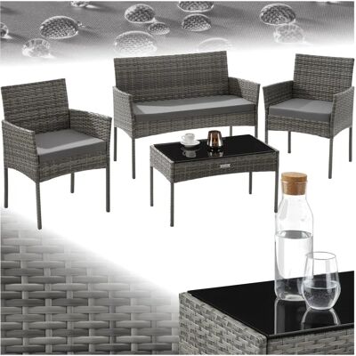 Ensemble de jardin en rotin Palese - Tectake, 4 personnes - Publicité Ensemble de jardin en rotin Palese - Tectake, 4 personnes - Publicité