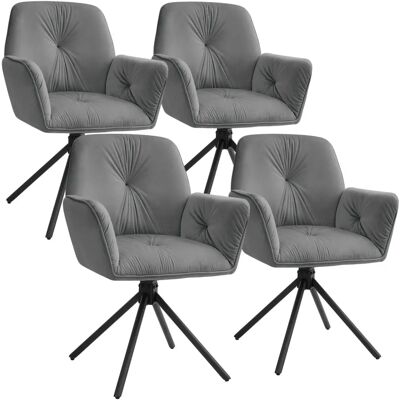 Chaise à bras pivotante Lenia de tectake - Velours anthracite/noir, lot de 4 - Publicité Chaise à bras pivotante Lenia de tectake - Velours anthracite/noir, lot de 4 - Publicité