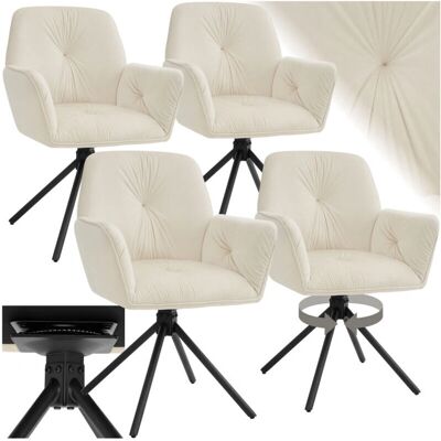 Chaise pivotante Lenia de tectake - Velours crème/noir, lot de 4 - Publicité Chaise pivotante Lenia de tectake - Velours crème/noir, lot de 4 - Publicité