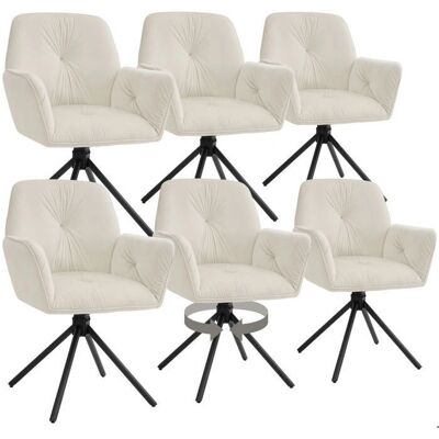 Tectake Lenia Fauteuil Pivotant en Velours - Lot de 6 - Publicité Tectake Lenia Fauteuil Pivotant en Velours - Lot de 6 - Publicité