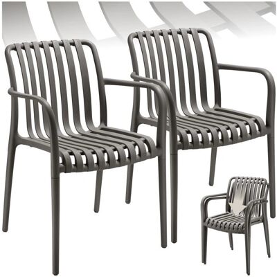 Tectake Alcudia Garden Chairs - Weatherproof, Stackable, Anthracite Tectake Alcudia Garden Chairs - Weatherproof, Stackable, Anthracite