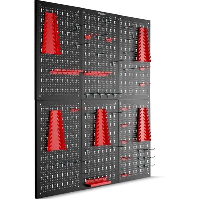 Tectake Wall Organizer - 6-piece versatile tool wall with hooks & holders Tectake Wall Organizer - 6-piece versatile tool wall with hooks & holders