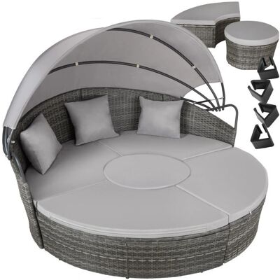TecTake GmbH Rattan modułowy okrągły leżak SANTORIN - szary TecTake GmbH Rattan modułowy okrągły leżak SANTORIN - szary