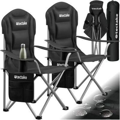 Tectake Gepolsterter Campingstuhl - Klappbar, mit Getränkehalter - 2er Set Tectake Gepolsterter Campingstuhl - Klappbar, mit Getränkehalter - 2er Set