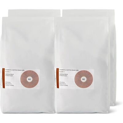 Hermetic - B2 Espresso - 4 x 1 kg - Ganze Bohnen - Kaffee Hermetic - B2 Espresso - 4 x 1 kg - Ganze Bohnen - Kaffee