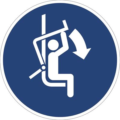 Señal de Seguridad Kaiserkraft - Cierre la barra del asiento del telesilla - 10 uds Señal de Seguridad Kaiserkraft - Cierre la barra del asiento del telesilla - 10 uds