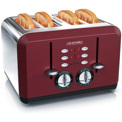 Arendo Edelstahl Toaster 4 Scheiben, Automatik, Rot - Toaster Arendo Edelstahl Toaster 4 Scheiben, Automatik, Rot - Toaster