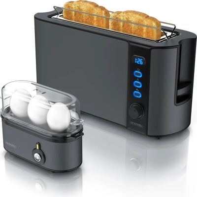 Arendo Edelstahl 2-Scheiben Toaster mit Eierkocher - Toaster & Eierkocher Set Arendo Edelstahl 2-Scheiben Toaster mit Eierkocher - Toaster & Eierkocher Set