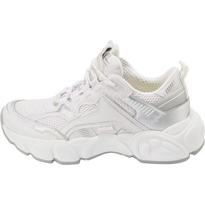 Buffalo Cld Run Jog Sneakers - Vegan Nappa/Mesh - Zilver/Wit - Maat 38 Buffalo Cld Run Jog Sneakers - Vegan Nappa/Mesh - Zilver/Wit - Maat 38