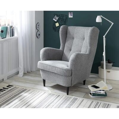 Oskar Grau Ohrensessel - Webstoff, B/H/T: 78/102/98 cm - Sessel Oskar Grau Ohrensessel - Webstoff, B/H/T: 78/102/98 cm - Sessel