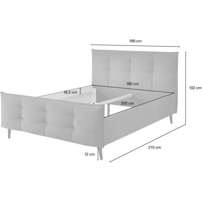 Prinz Mario B Polsterbettgestell Silber - Doppelbett Prinz Mario B Polsterbettgestell Silber - Doppelbett