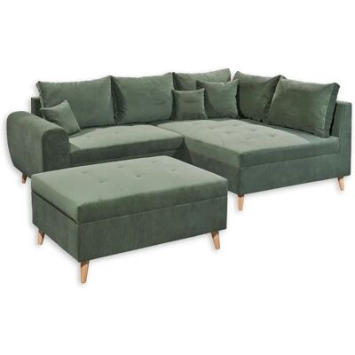 ED EXCITING DESIGN Calanda L-Form Dunkelgrünes Sofa mit Hocker ED EXCITING DESIGN Calanda L-Form Dunkelgrünes Sofa mit Hocker