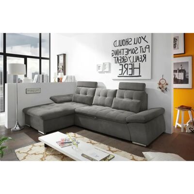 ED EXCITING DESIGN Nalo L-Form Sofa - Microvelours, Recamiere, Braun ED EXCITING DESIGN Nalo L-Form Sofa - Microvelours, Recamiere, Braun