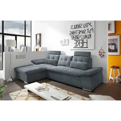 ED EXCITING DESIGN Nalo L-Form Sofa - Microvelours, Linke Recamiere, Bettfunktion ED EXCITING DESIGN Nalo L-Form Sofa - Microvelours, Linke Recamiere, Bettfunktion