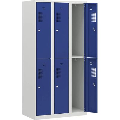 Eurokraft Basic Amsterdam Schrank - 6 Fächer, Hellgrau / Enzianblau Eurokraft Basic Amsterdam Schrank - 6 Fächer, Hellgrau / Enzianblau